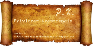 Priviczer Kreszcencia névjegykártya